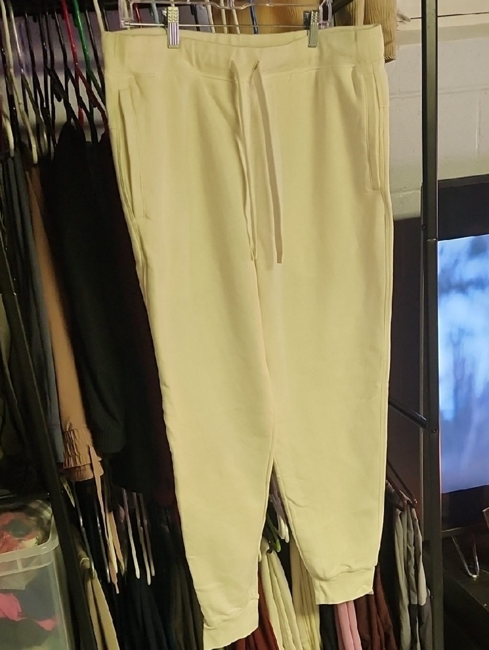 Cream Drawstring Jogger Pants